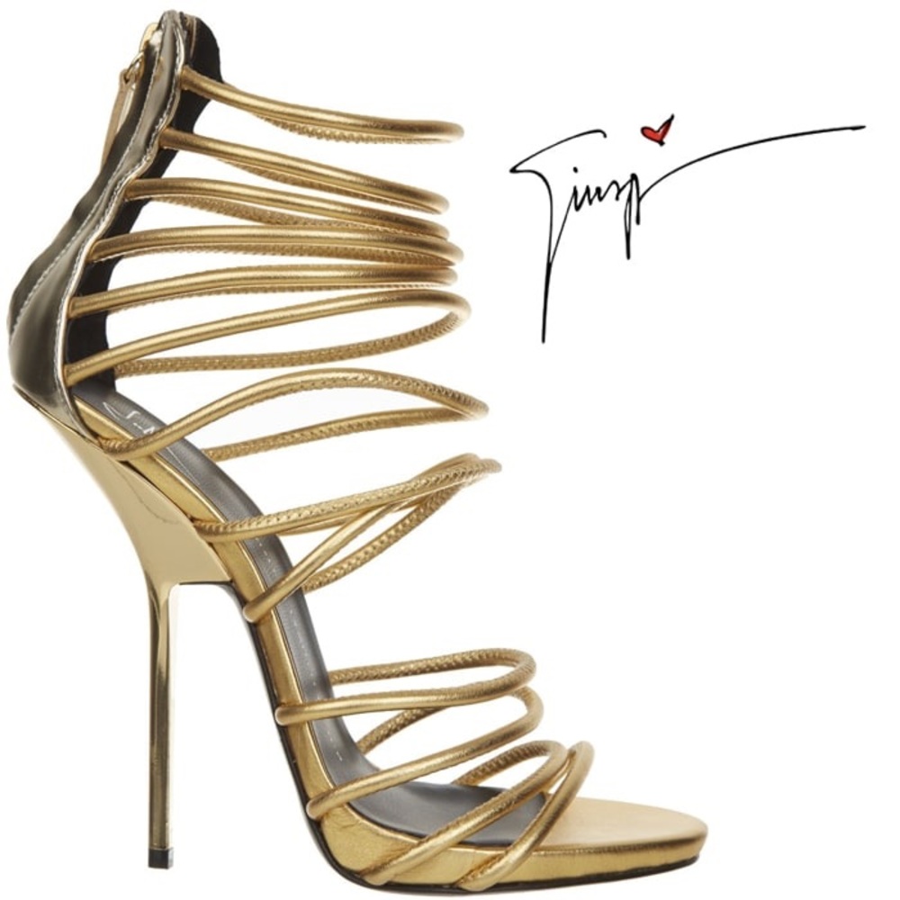 Giuseppe Zanotti Gold Strappy Gold Sandals - Size 39